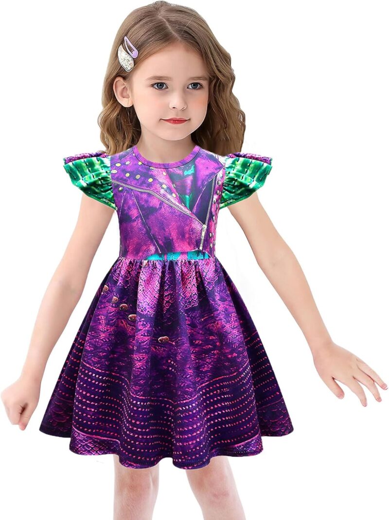 Girls Halloween Costume Dress with Wigs and Gloves, 3-10Y - Image 2