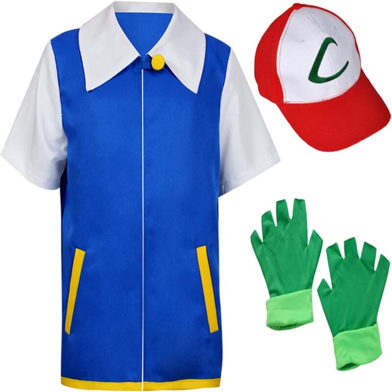 Anime Trainer Costume Halloween Cosplay Costume Jacket Gloves Hat Set