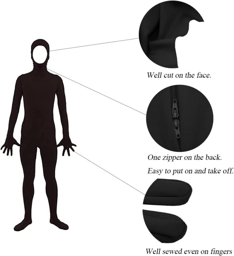 Aniler Men's and Women's Spandex Open Face Full Body Zentai Costume Bodysuit - Image 2