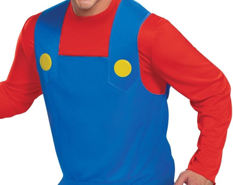 Disguise mens Mario Costume, Official Nintendo Super Mario Bros Adult Costume With Hat and Mustache - Image 3