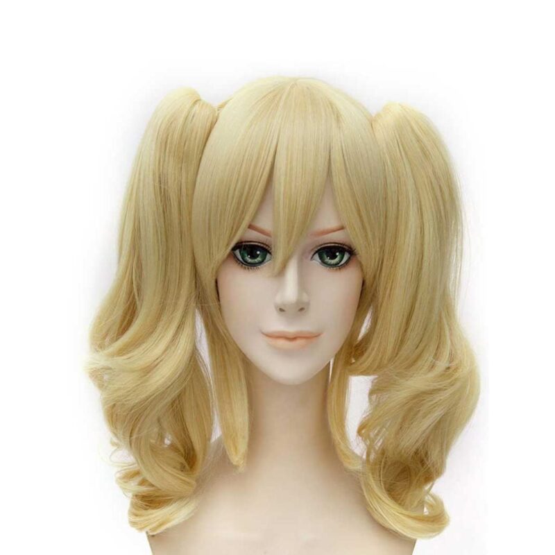 Anime Cosplay Wigs for Women Blond Synthetic Wig with 2 Ponytails Halloween Costume Party Cosplay Wig