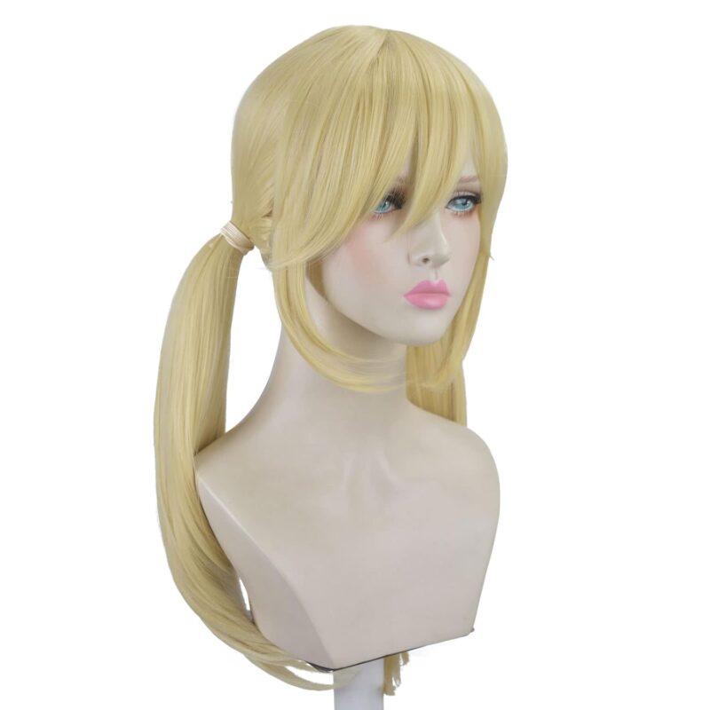 Blonde Wigs for Women, Long Golden Double Ponytail Anime Synthetic Wig with Cosplay Costume Halloween Party Daily - Image 3