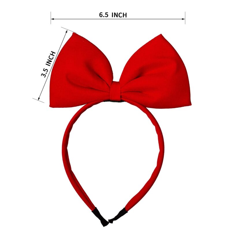 7Rainbows 6.5" Bow Headbands for Women and Girls Perfect Hair Accessories for Party and Cosplay (Red) - Image 3