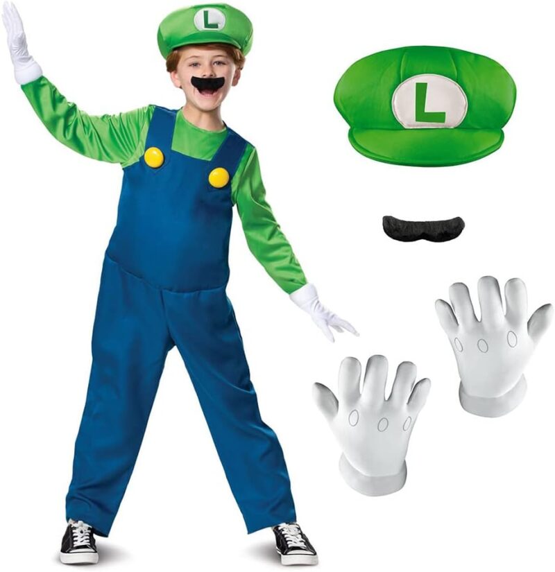 Nintendo Super Mario Brothers Boys Luigi Deluxe Costume