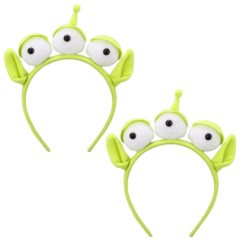 Alien Headband, Green, 2 Count - Elastic Three-eyed Alien Women Hairband for Adults and Children - Funny Party Cosplay Accessory for Halloween, Christmas, Birthday