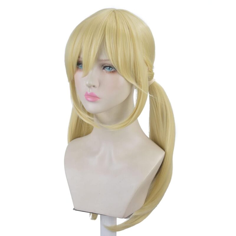 Blonde Wigs for Women, Long Golden Double Ponytail Anime Synthetic Wig with Cosplay Costume Halloween Party Daily - Image 2