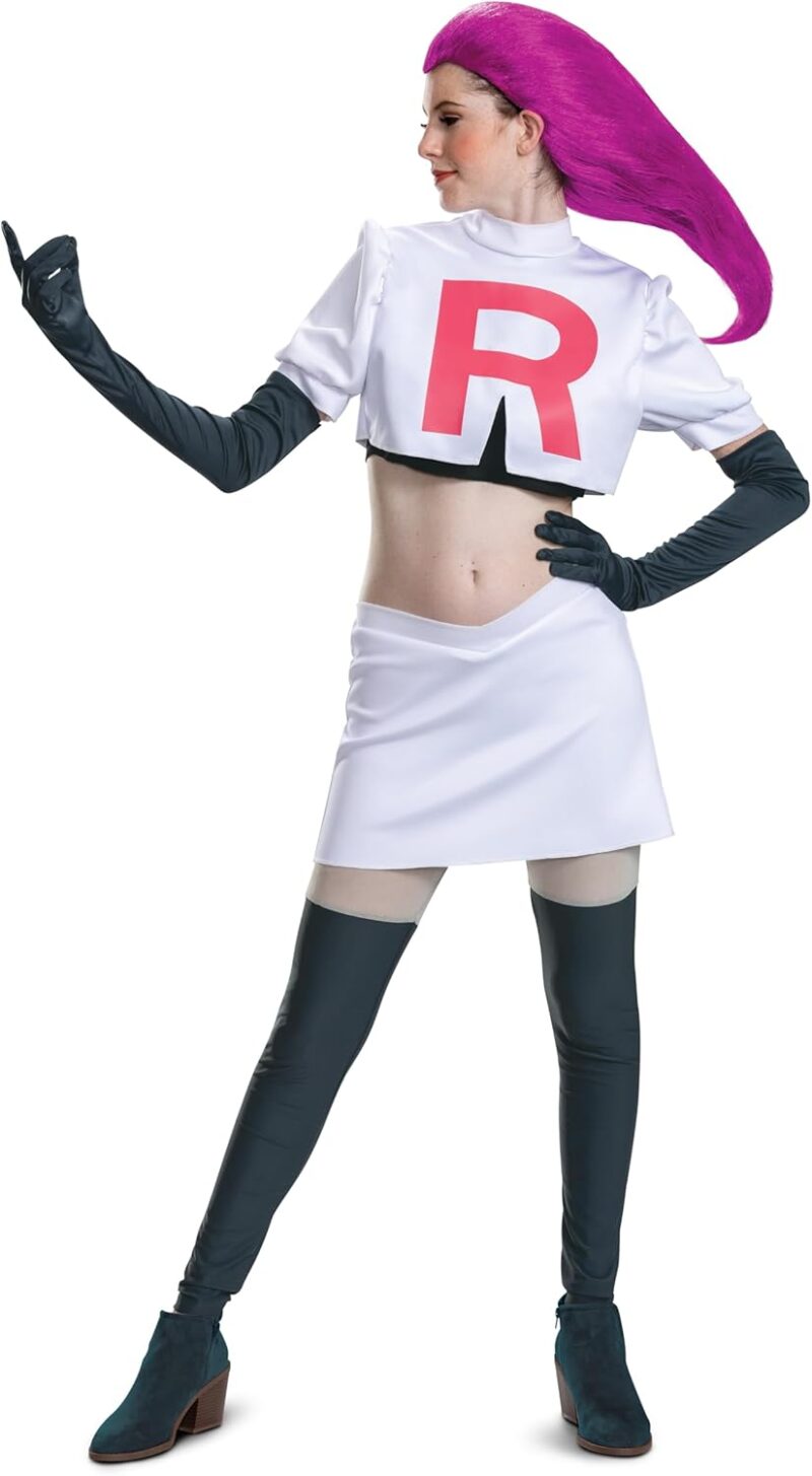 Team Rocket Jesse Costume, Official Pokemon Deluxe Costume and Wig, Size (Girls 14-16) - Image 3