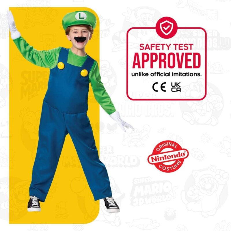 Nintendo Super Mario Brothers Boys Luigi Deluxe Costume - Image 5