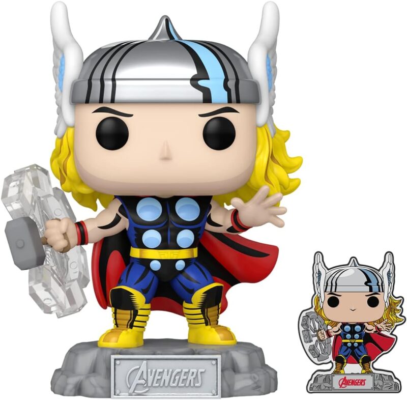 Funko Pop! & Pin: The Avengers: Earth's Mightiest Heroes - 60th Anniversary, Thor with Pin, Amazon Exclusive