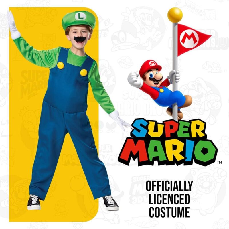 Nintendo Super Mario Brothers Boys Luigi Deluxe Costume - Image 2