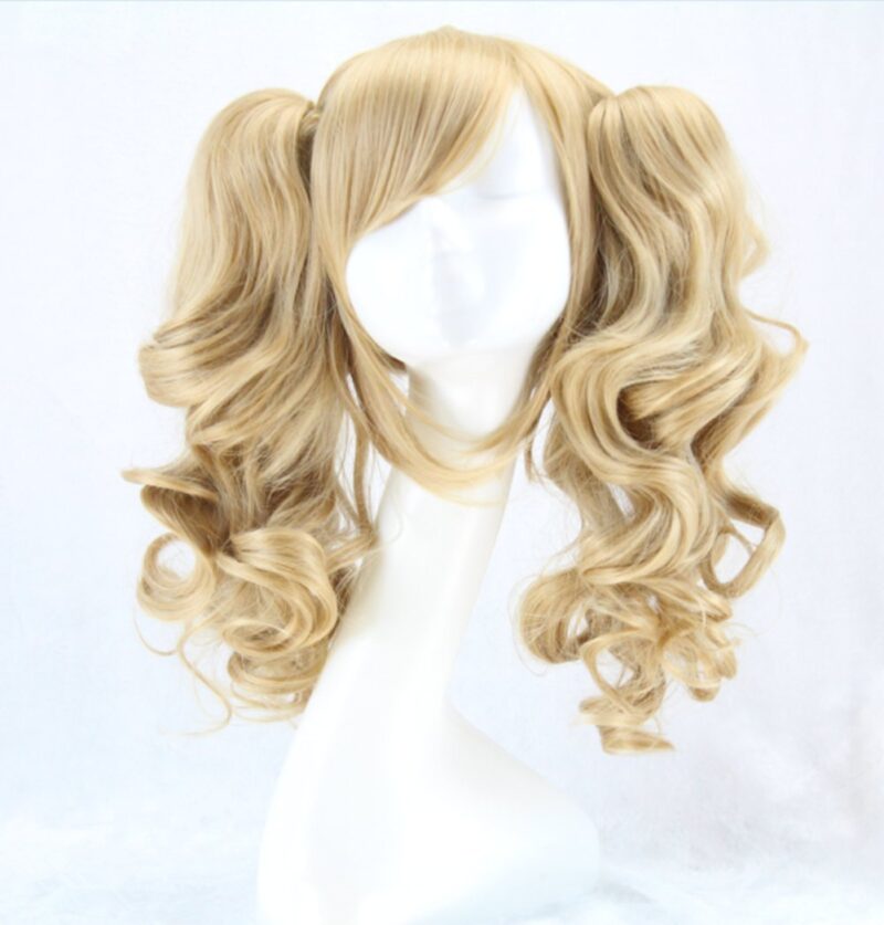 Light Blonde Cosplay Wigs with Pigtails 17.7" Thick and Soft for Costume Party Halloween