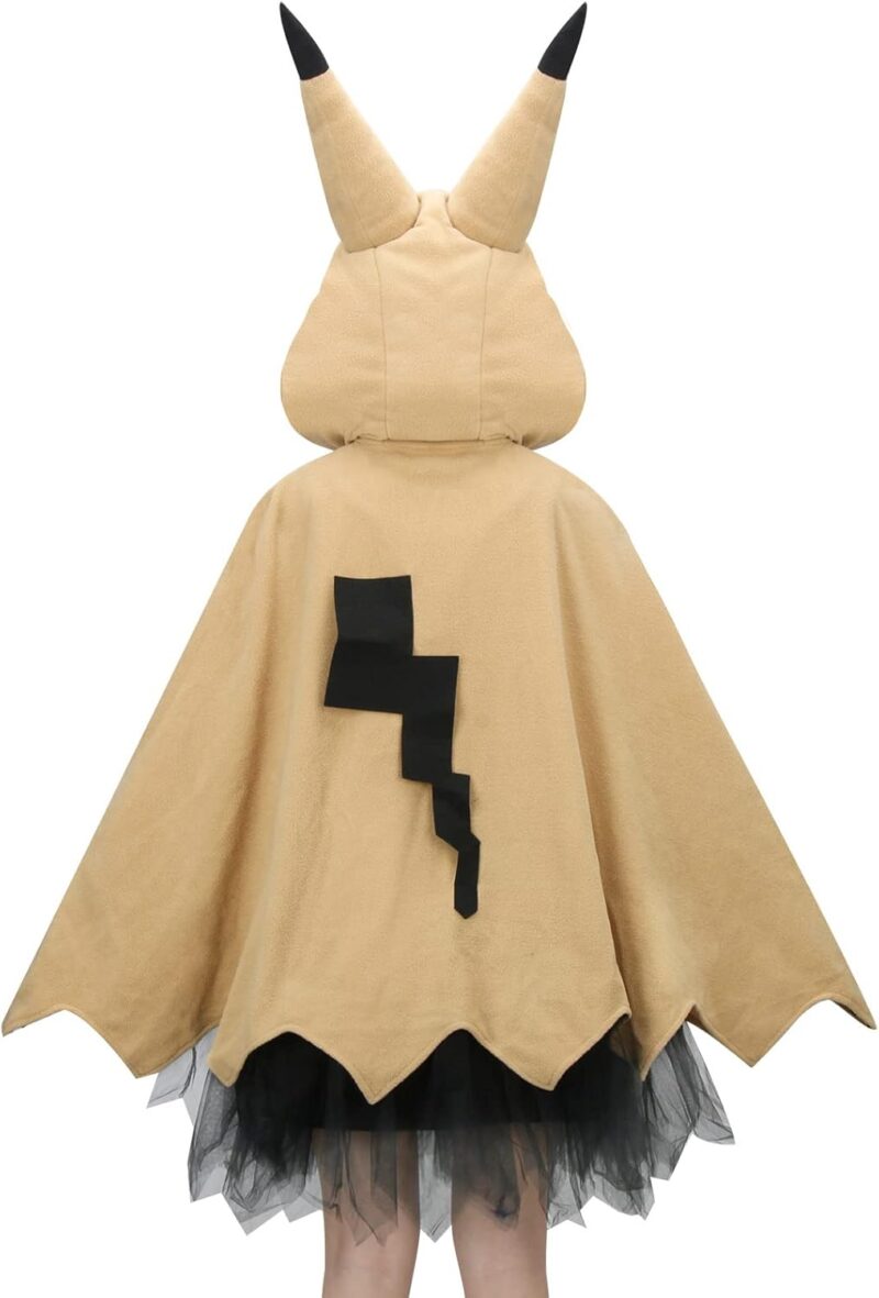 NIHONCOS Womens Long Ears Hooded Cloak Costume Yellow Ghost Cape Hoodie Skirt Belt Gloves Halloween Cosplay Costume Outfit - Image 3