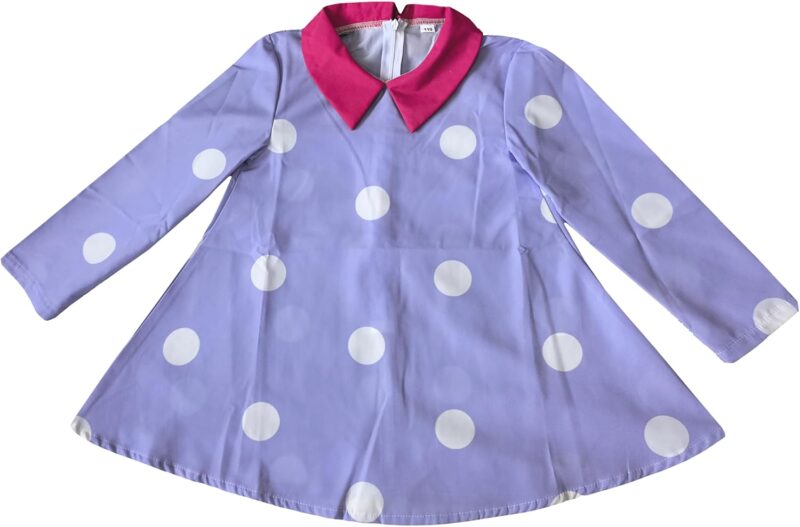 Kids Envy Cosplay Costume Polka Dot Purple Dress with Wig Halloween Outfit for Girls - Image 7