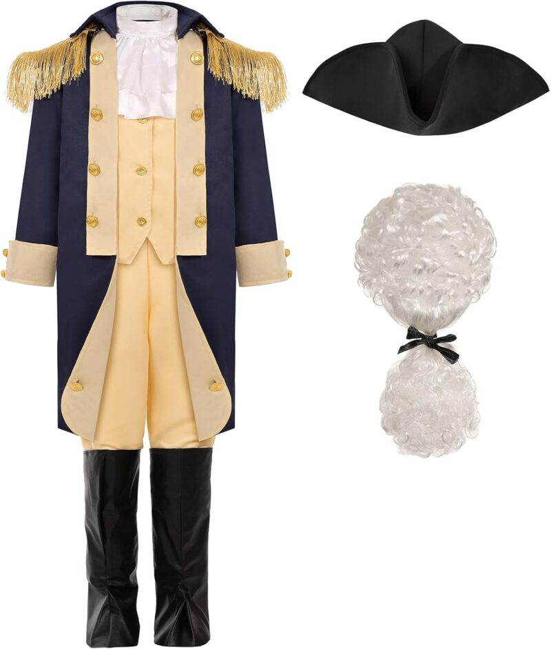 George Washington Costume for Boys Kids Colonial Alexander Hamilton Costume