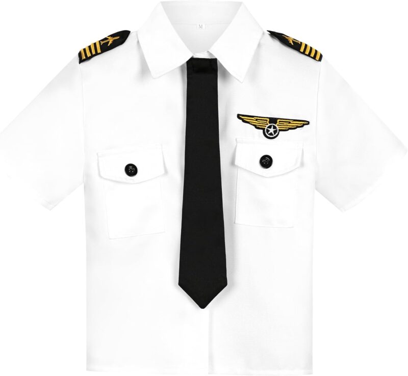 Airline Pilot Costume for Kids Airline Captain Uniform for Halloween Career Day Dress Up Birthday Gifts - Image 4