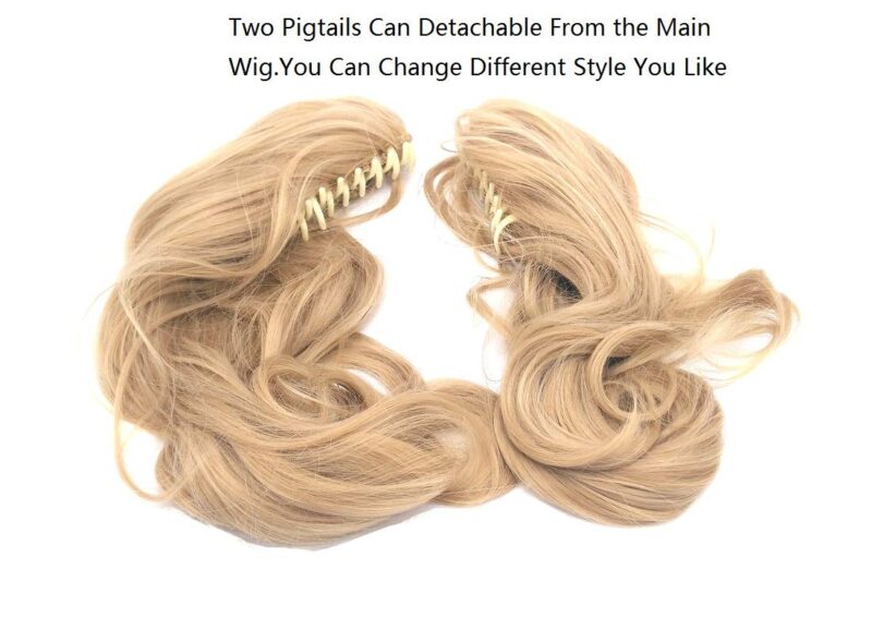 Light Blonde Cosplay Wigs with Pigtails 17.7" Thick and Soft for Costume Party Halloween - Image 4