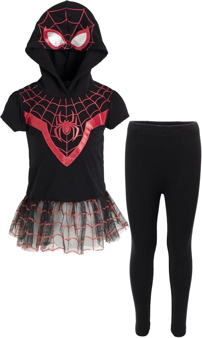 Marvel Avengers Spider-Man Spider-Gwen Captain America Girls Cosplay T-Shirt and Leggings Toddler to Little Kid