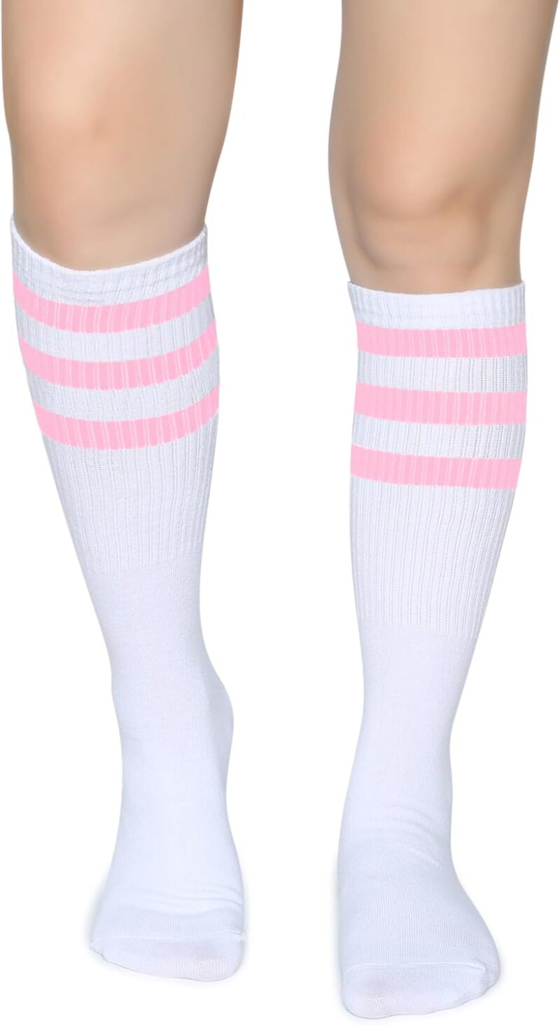 Henwarry Classic Triple Stripes Over the Calf Cotton Retro Tube Socks for Men and Women