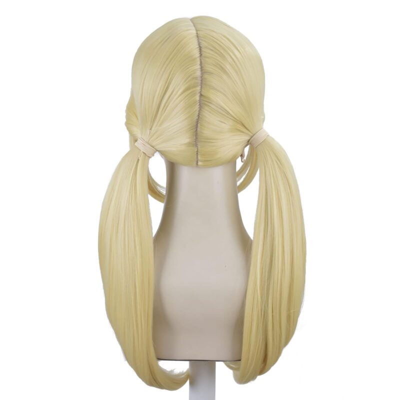 Blonde Wigs for Women, Long Golden Double Ponytail Anime Synthetic Wig with Cosplay Costume Halloween Party Daily - Image 4