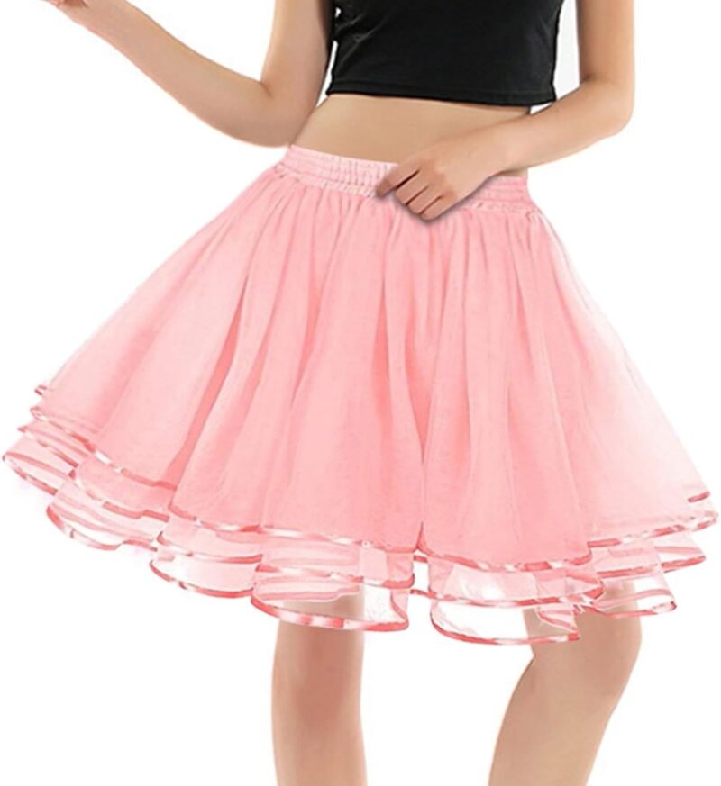 Women's 1950s Petticoat Skirts Tulle Midi Knee Length Skirt Costume Pleated Tulle Petticoat Tutu Puffy Tutu Skirt - Image 2