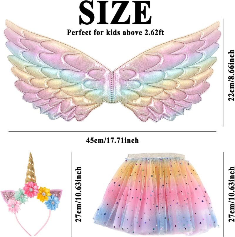 Toddler Fairy-Unicorn-Wings-Costume for Girls 3-9 Y/O Unicorn Gifts Pretend Play Halloween Birthday Party Favors - Image 6