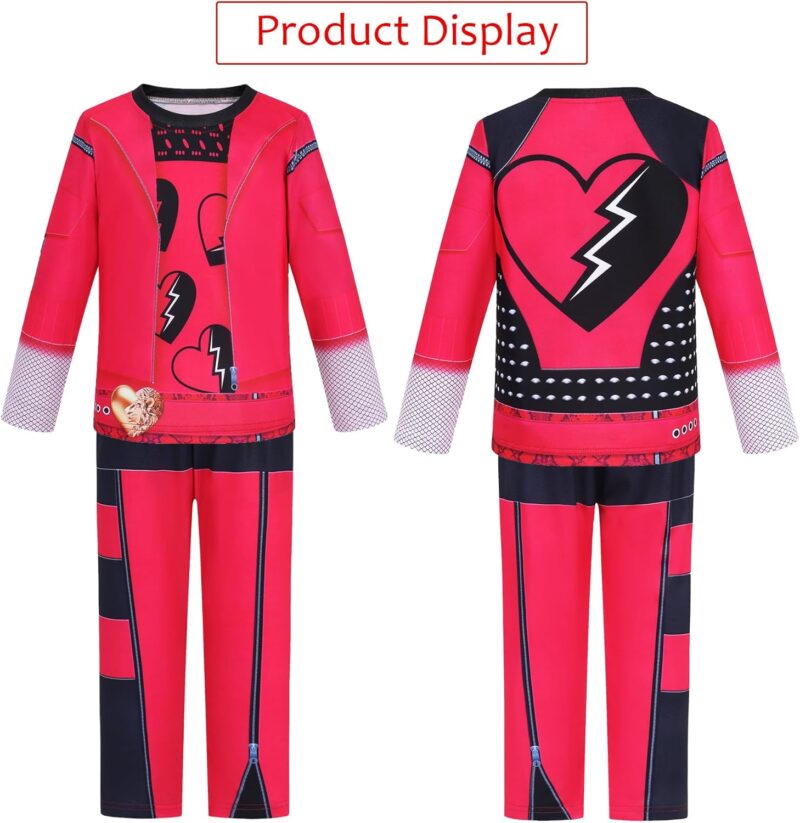 Girls Red Costume with Red Wig Kids Halloween Costumes Movie Cosplay Outfits Shirt Pants for Birthday Party ﻿ - Image 4