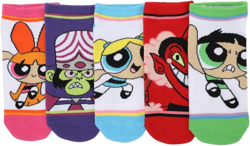 Bioworld Adult Powerpuff Girls Ankle Socks 5-Pack - Superhero Style for Your Feet