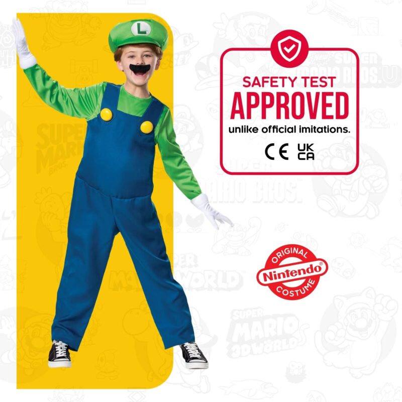 Nintendo Super Mario Brothers Boys Luigi Deluxe Costume - Image 6