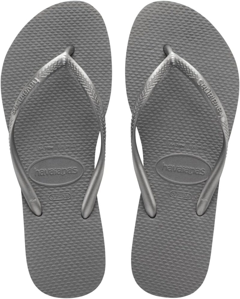 Havaianas Women's Brazil Logo Flip Flops - Women's Sandals for Swimming Pools - Steel Grey, 11/12W - 9/10M