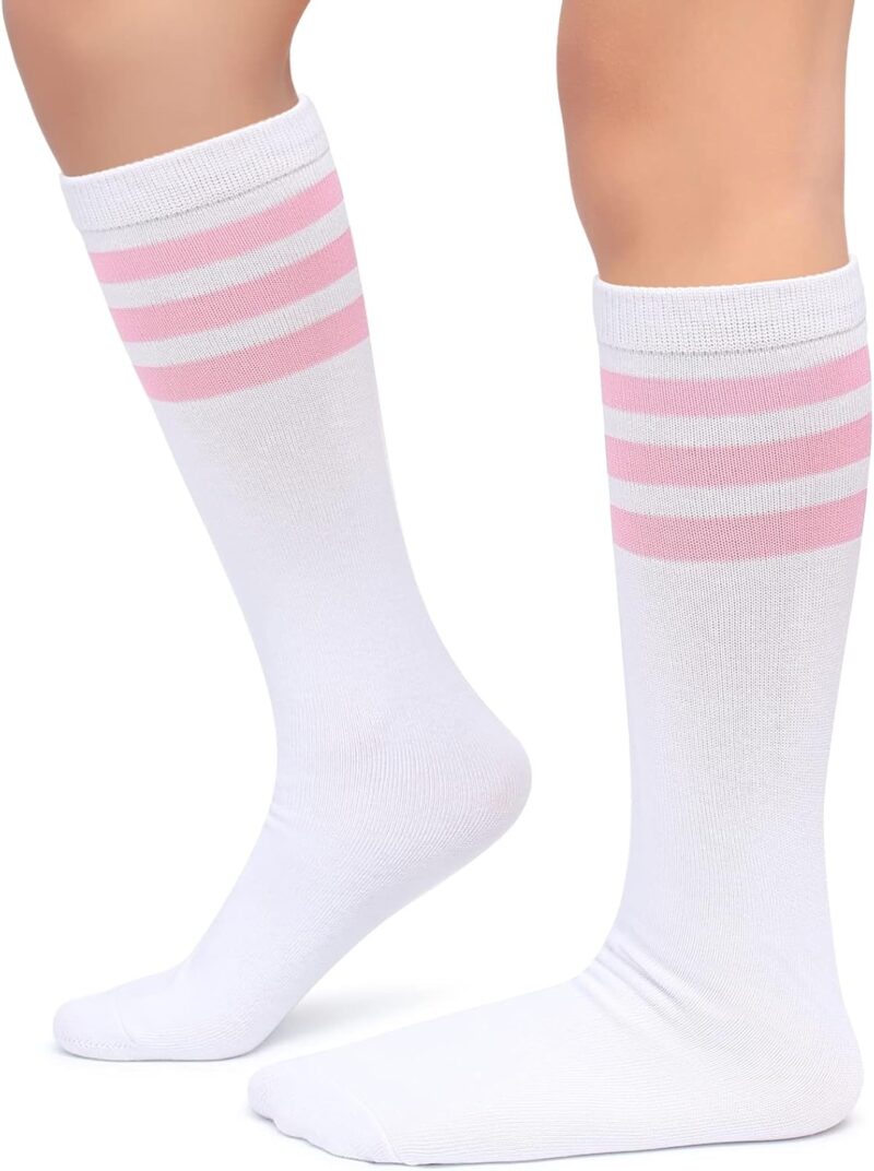 Henwarry Kids Toddler Soccer Socks Classical Stripes Cotton Soft Over the Calf Tube Socks for Boys Girls - Image 2