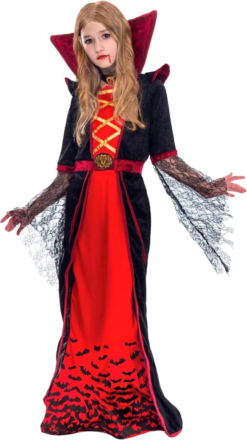 Spooktacular Creations Royal Vampire Costume for Girls Deluxe Set Halloween Gothic Victorian Vampiress Queen Dress Up Party - Image 8