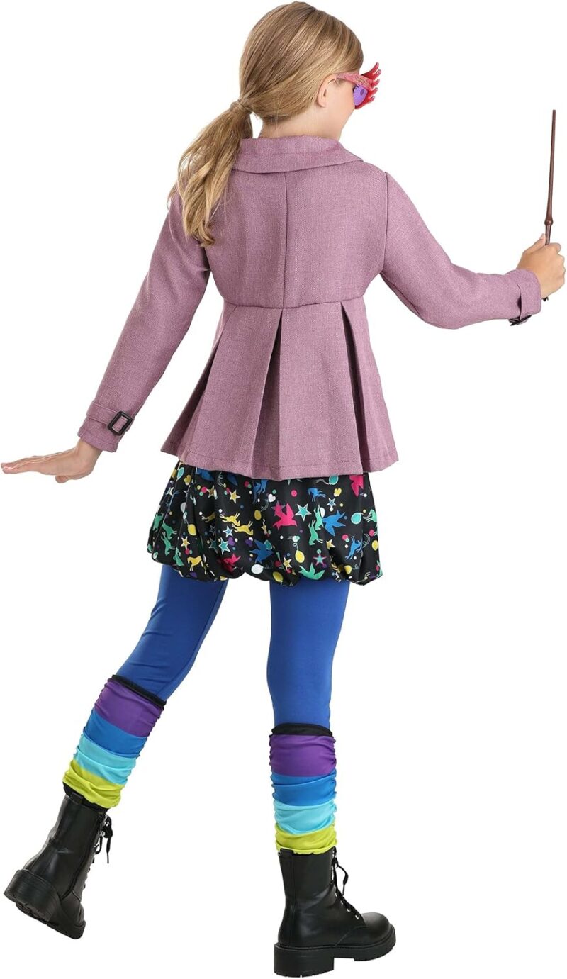 Fun Costumes Girl's Harry Potter Luna Lovegood, Pink Jacket, Blue Leggings & Stripped Leg Warmers for Wizard Cosplay X-Small - Image 4