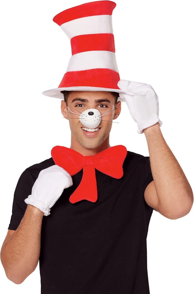 Spirit Halloween Dr. Suess Adult Cat in the Hat Costume Accessory Kit Deluxe | Officially Licensed | Classic Storybook Outfit