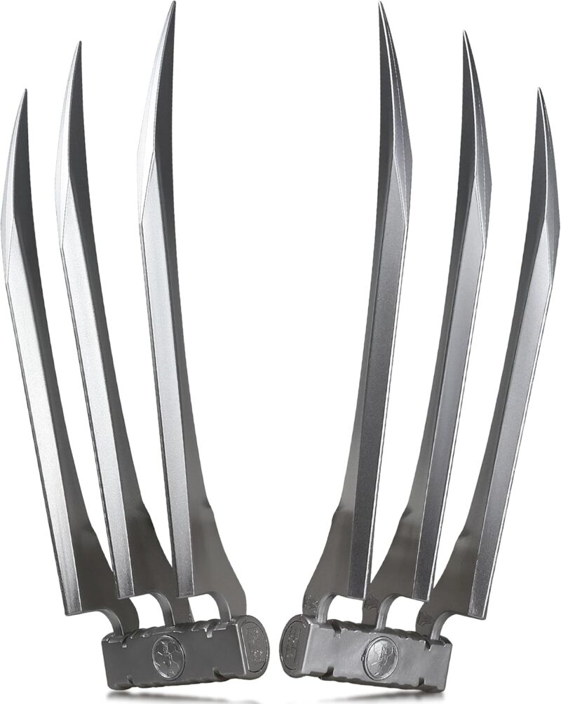 Wolverine Claws Realistic Plastic Cosplay Costume Props, Set of 2, Silver, One Size