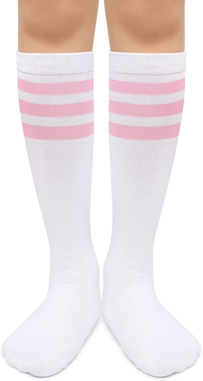 Henwarry Kids Toddler Soccer Socks Classical Stripes Cotton Soft Over the Calf Tube Socks for Boys Girls