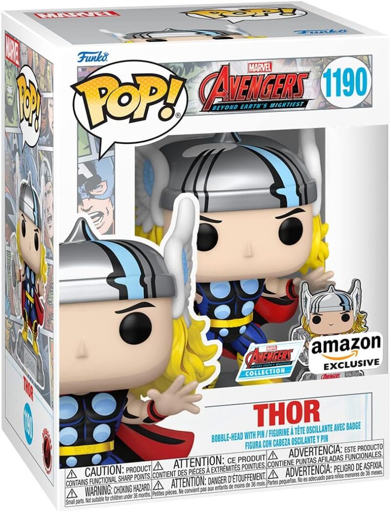 Funko Pop! & Pin: The Avengers: Earth's Mightiest Heroes - 60th Anniversary, Thor with Pin, Amazon Exclusive - Image 2