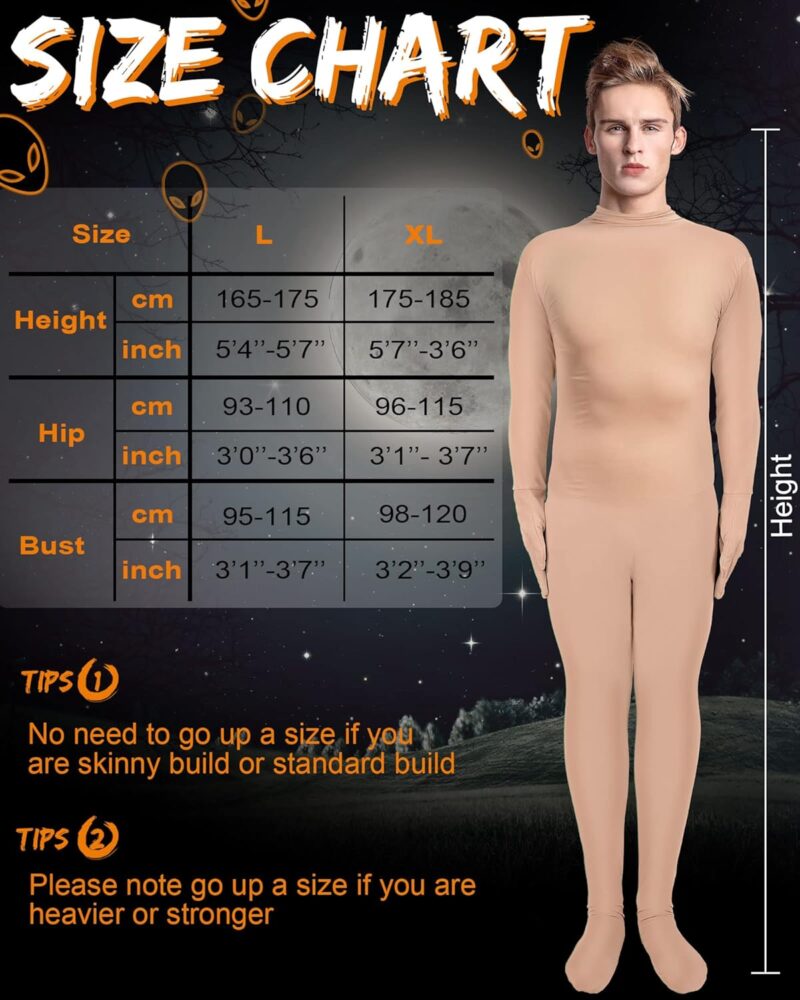 Foaincore Full Men Bodysuit Zentai Spandex Stretch Adult Costume Halloween Body Costume Cosplay Disappearing Man Body Suit - Image 2