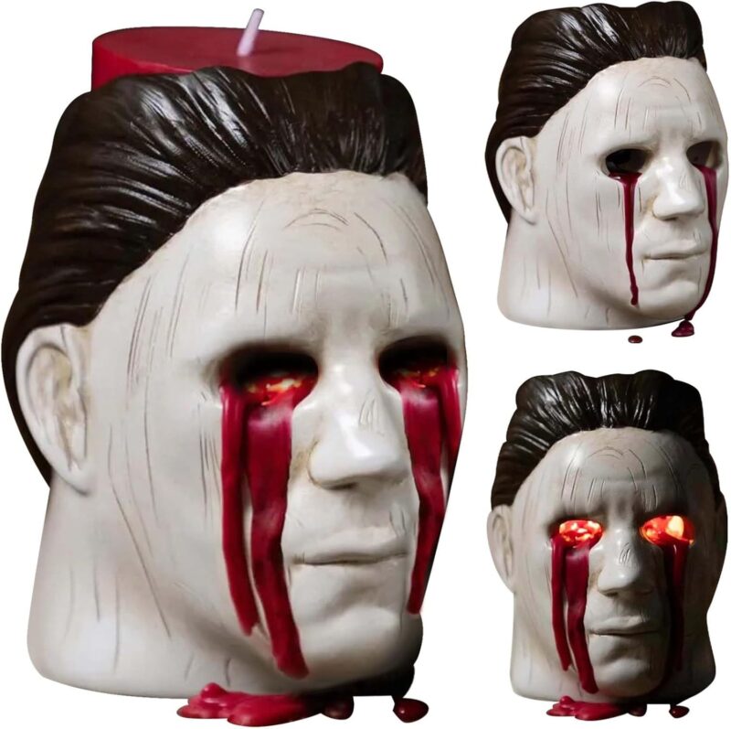 Michael Myers Candle Holder, Mich Myers Statue with Bleeding Eyes Decor Halloween Horror Holder Decorations Party Candlestick Merchandise (Michael Myers Candle Holder) - Image 8