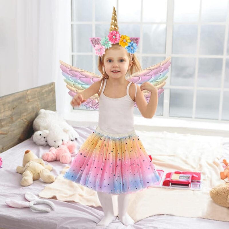 Toddler Fairy-Unicorn-Wings-Costume for Girls 3-9 Y/O Unicorn Gifts Pretend Play Halloween Birthday Party Favors - Image 3