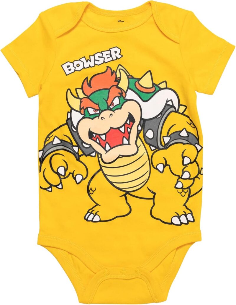 Super Mario Nintendo Donkey Kong Yoshi Mario Lugi Bowser Toad 5 Pack Short Sleeve Bodysuits Newborn to Infant - Image 6