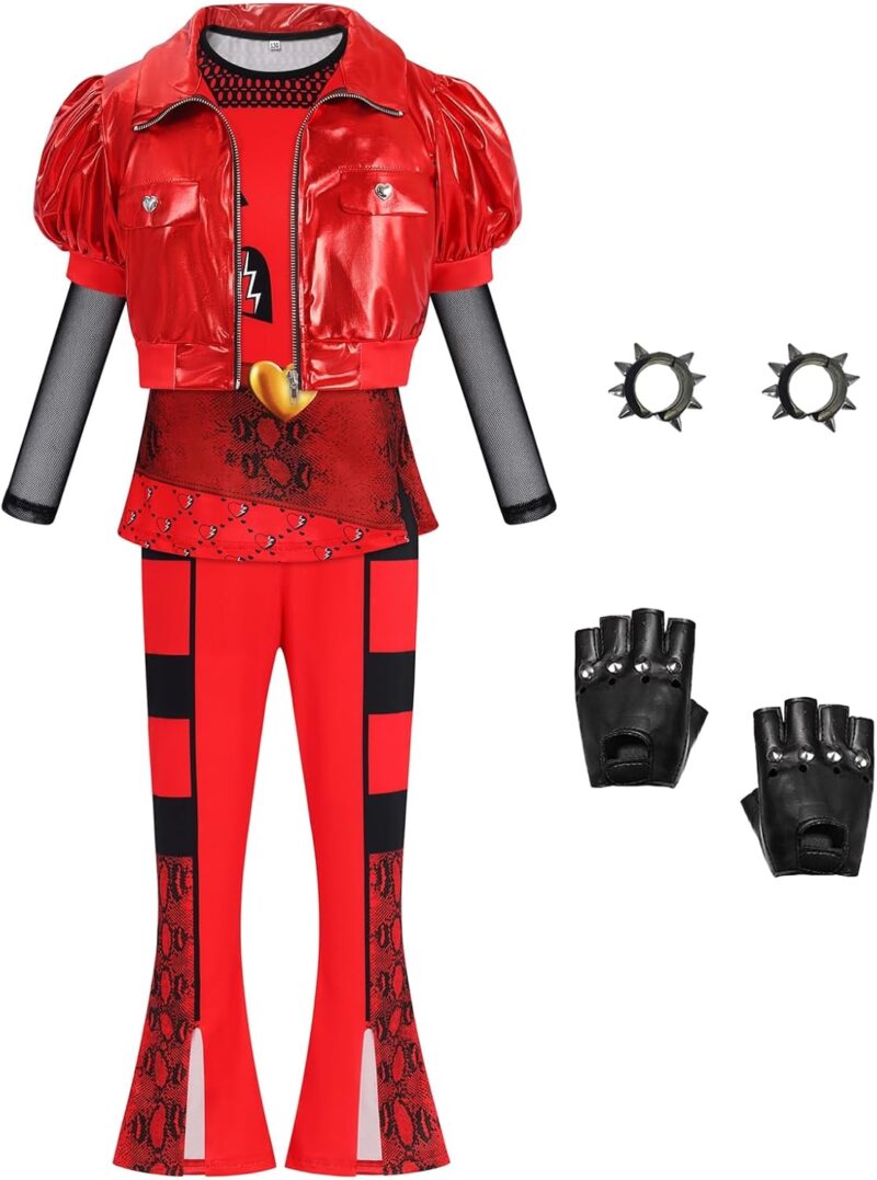 Girls Red Costume Halloween Princess Costume Kids Red Jacket Shirt Pants Movie Birthday Cosplay Outfit Accessories