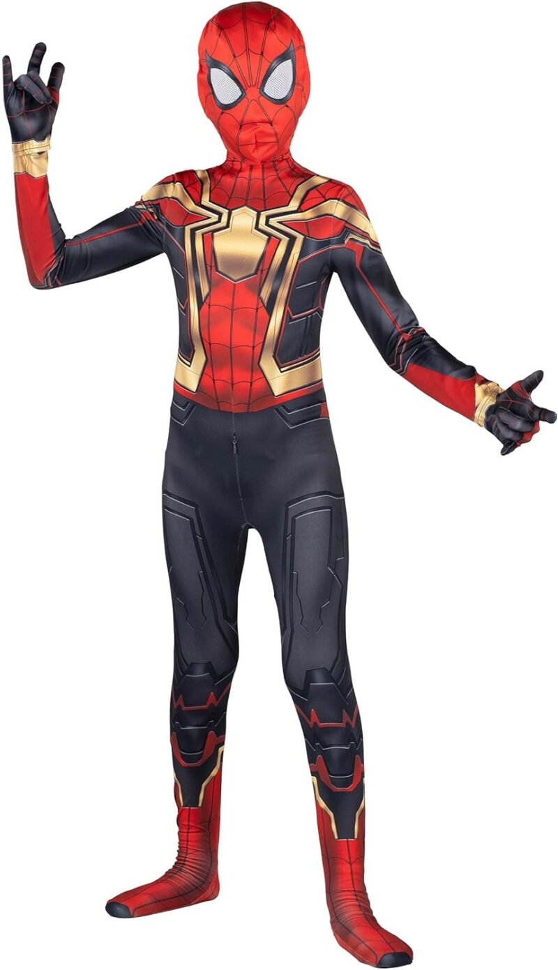 Marvel Kid's Classic Spider-Man Integrated Zentai Suit, Spiderman Halloween Costume Iron Spider Man