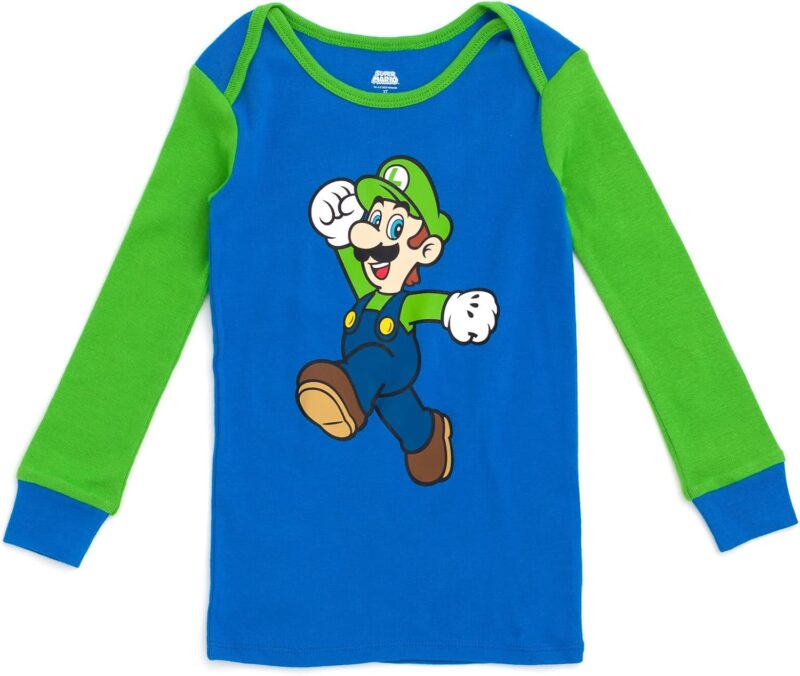 Super Mario Nintendo Pajama Shirt and Pants Sleep Set Newborn to Toddler Sizes (6-9 Months - 5T) - Image 3