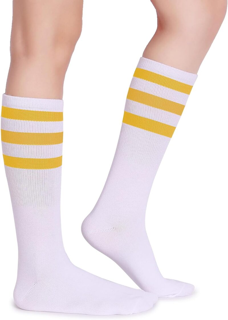 Pareberry Classic Triple Stripes Soft Cotton On the Calf Retro White Tube Socks