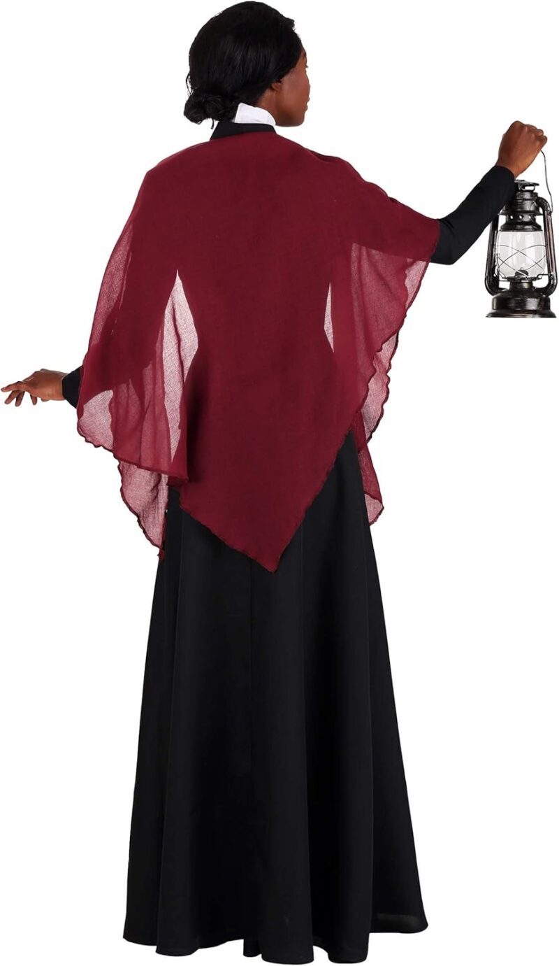 Historical Womens Costume, Iconic Harriet Tubman Polyester Poplin Outfit with Blouse, Skirt, Necktie, and Shawl - Image 4