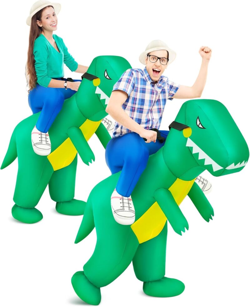 Xtinmee 2 Pcs Dinosaur Costume Inflatable Costume Adult Couples Halloween Costumes Ride on Halloween for Men Women