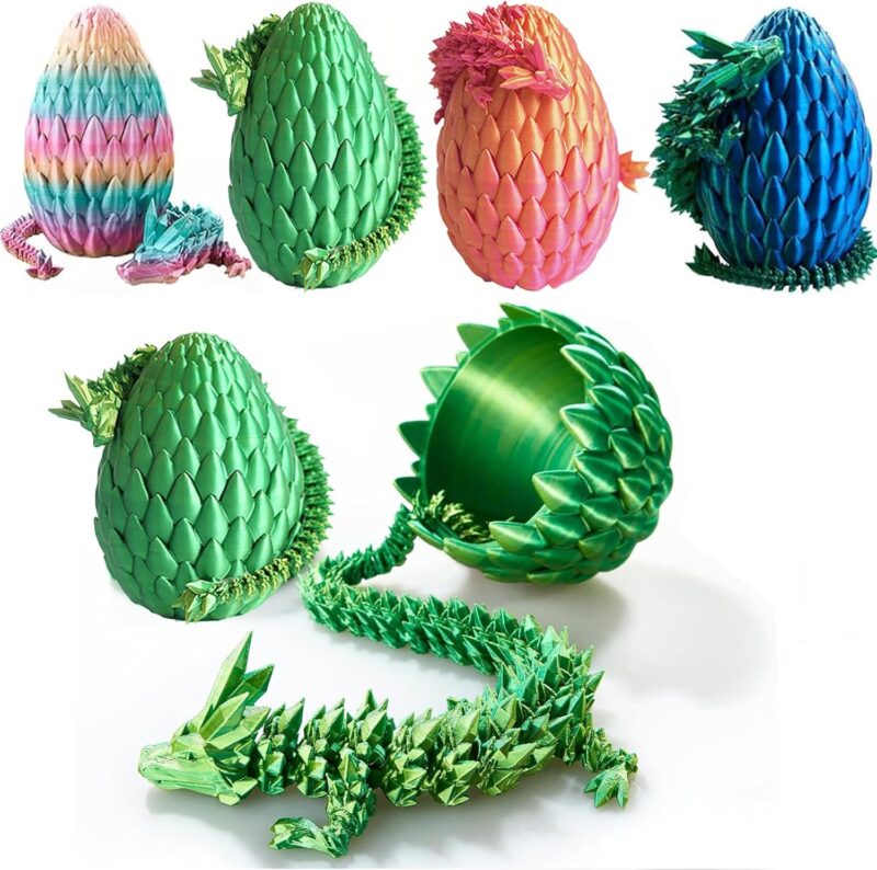 12inch 3D Printed Dragon Egg,Mystery Crystal Dragon Fidget Toys,Articulated Dragon,Home Desk Decor Easter Surprise Dinosaur Eggs,Adults Fidget Toys for Autism/ADHD (Turquoise)