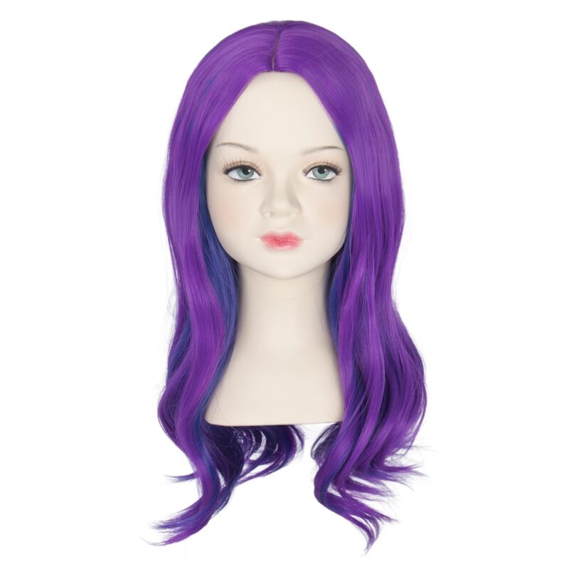 Miss U Hair Long Curly Purple Mixed Blue Shoulder Length Cosplay Wig Halloween Wig for Small Head - Image 7