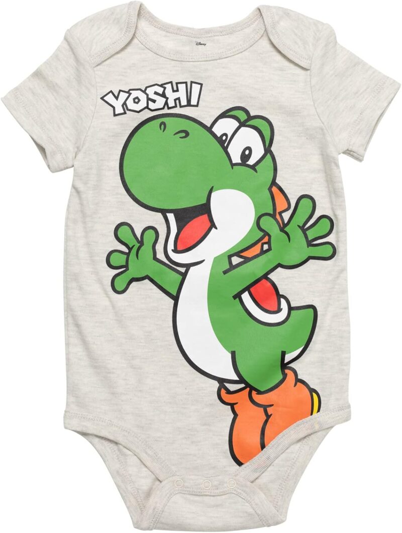 Super Mario Nintendo Donkey Kong Yoshi Mario Lugi Bowser Toad 5 Pack Short Sleeve Bodysuits Newborn to Infant - Image 5