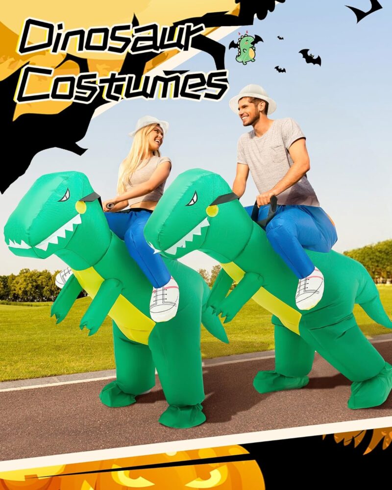 Xtinmee 2 Pcs Dinosaur Costume Inflatable Costume Adult Couples Halloween Costumes Ride on Halloween for Men Women - Image 6